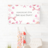 Koraal Roze Zeemeermin Thema Verjaardagsfeest Spandoek (Insitu)