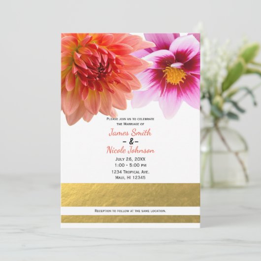 Koraal & Roze Zomer Dahlia Bloemen Bloemen Bloemen Kaart (Staand voorkant)