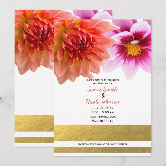 Koraal & Roze Zomer Dahlia Bloemen Bloemen Bloemen Kaart (Voorkant / Achterkant)