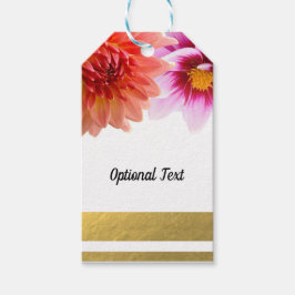 Koraal & Roze Zomer Dahlia Bloemen Bruiloft Cadeaulabel