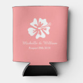 Koraal roze zomerbloem bruiloft koelbox blikjeskoeler (Voorkant)