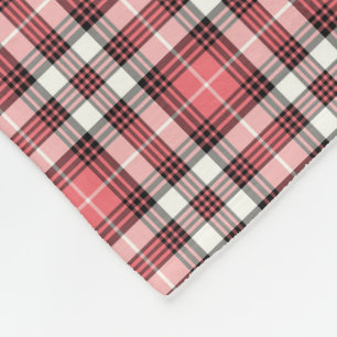 Koraal Roze, Zwart en Wit Plaid Patroon Fleece Deken