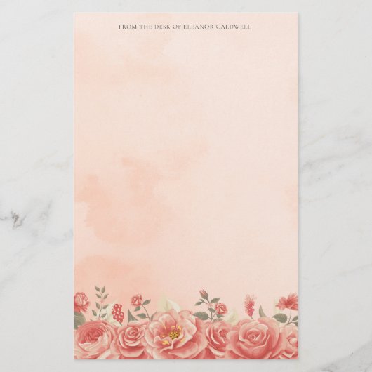 koraal Rozen Aangepaste perbinding Briefpapier (Voorkant)
