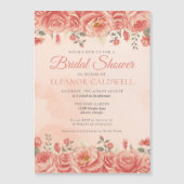 Koraal Rozen  Bloemen Vrijgezellenfeest Magnetische Uitnodiging (Voorkant)