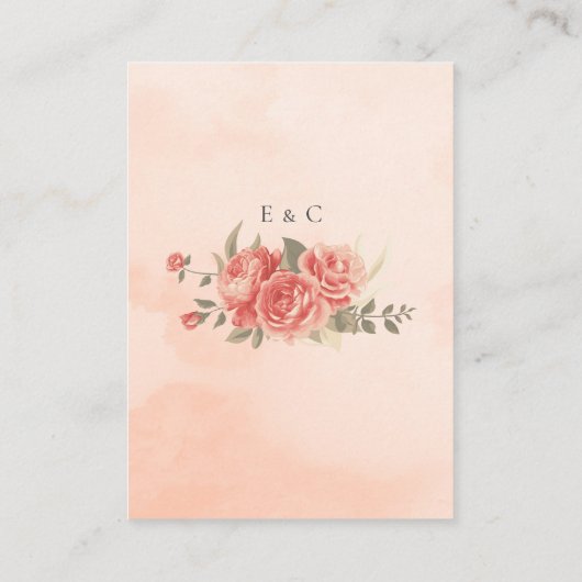  koraal Rozen bruiloft huwelijksreis fonds Informatiekaartje (Achterkant)