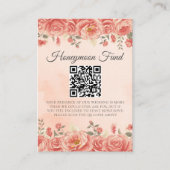 koraal Rozen bruiloft huwelijksreis fonds Informatiekaartje (Voorkant)
