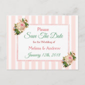 Koraal Rozen Floral Save the Date Briefkaart (Voorkant)
