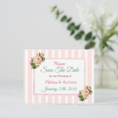 Koraal Rozen Floral Save the Date Briefkaart (Staand voorkant)