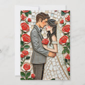  Koraal Rozen Mozaïek Mr. en Mrs Wedding Kaart (Achterkant)
