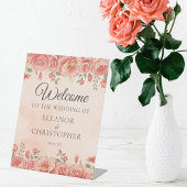  koraal Rozen Waterverf bruiloft Welkom Reclamebord Met Voetstuk