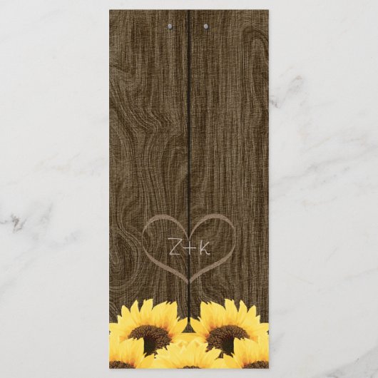 KORAAL RUSTIEK ZONNEBLOEM MENU KAART (Achterkant)