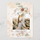 Koraal Salie Pampasgras Bloemen FOTO BEDANKT Kaart (Voorkant / Achterkant)