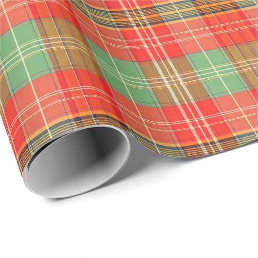 Koraal & Salie Plaid Cadeaupapier (Rol Hoek)