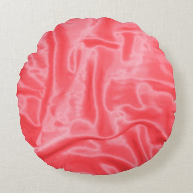 Koraal Satin-Round Sierkussen Rond Kussen (Voorkant)