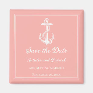 Koraal scheepsanker save the date-magneet magneet