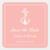 Koraal scheepsanker Save the Date Stickers (Voorkant)