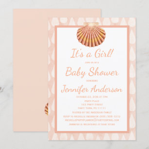 Koraal Schelp Baby Shower Kaart