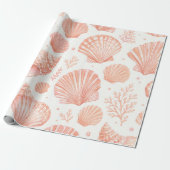 Koraal Schelp Kuststrand Cadeaupapier (Uitgerold)