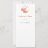 Koraal Schelp Trouwreceptie Diner Menu Kaart (Achterkant)
