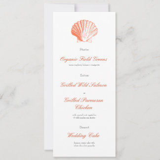 Koraal Schelp Trouwreceptie Diner Menu Kaart