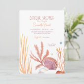 Koraal Schelpen Uitnodiging (Staand voorkant)