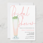 Koraal Script Cocktail Bruids Douche Uitnodiging (Voorkant)