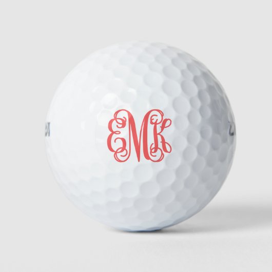 Koraal Script Monogram Gepersonaliseerde Golf Ball Golfballen (Voorkant)
