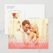 Koraal Script Overlay Foto Opslaan van de datum Aankondigingskaart (Voorkant / Achterkant)