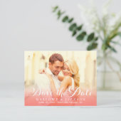 Koraal Script Overlay Foto Opslaan van de datum Aankondigingskaart (Staand voorkant)