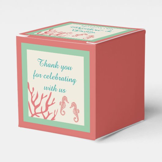 Koraal Seahorse Bestemming Bruiloft Favor Dozen Bedankdoosjes (Voorkant Zijde)