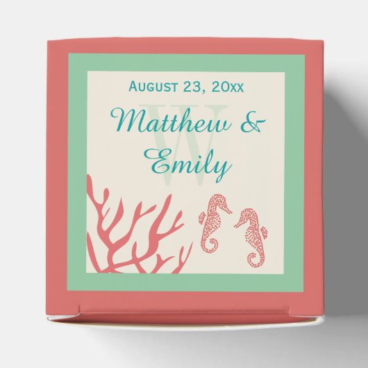 Koraal Seahorse Bestemming Bruiloft Favor Dozen Bedankdoosjes (Bovenkant)