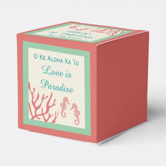 Koraal Seahorse Bestemming Bruiloft Favor Dozen Bedankdoosjes (Achterkant)