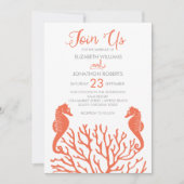 Koraal Seahorse bruiloft uitnodigen Kaart (Voorkant)
