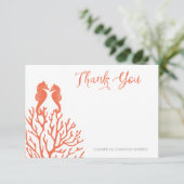 Koraal Seahorse Dank u Bedankkaart (Staand voorkant)