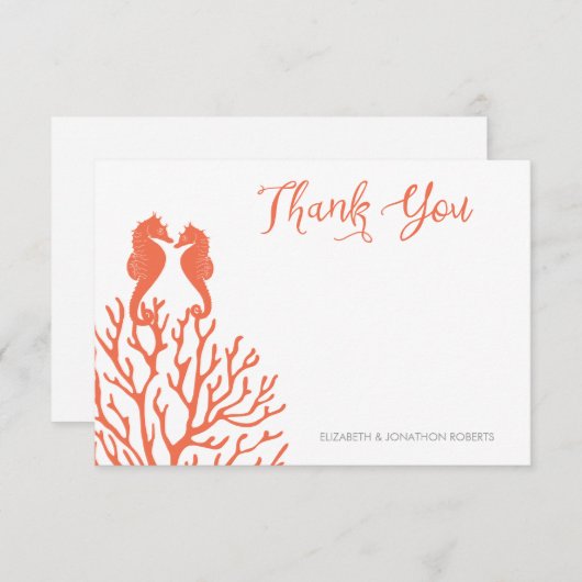 Koraal Seahorse Dank u Bedankkaart (Voorkant / Achterkant)