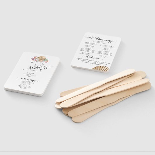 Koraal & Seashell strand bruiloft Handwaaier (Niet-gemonteerd)