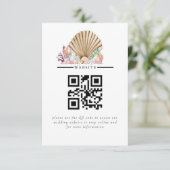 Koraal & Seashell strand bruiloft Informatiekaartje (Staand voorkant)