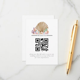 Koraal & Seashell strand bruiloft Informatiekaartje