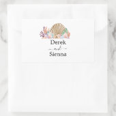 Koraal & Seashell strand bruiloft Rechthoekige Sticker (Tas)