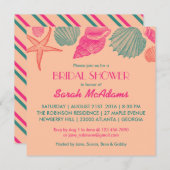 Koraal Seashells Weddenschap Bridal Uitnodiging (Voorkant / Achterkant)