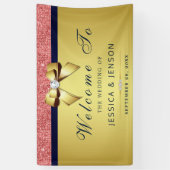 Koraal Sequins Marine Gouden Diamanten Boog Bruilo Spandoek (Verticaal)