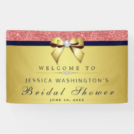 Koraal Sequins Navy Gold Diamonds Bow Vrijgezellen Spandoek