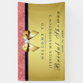 Koraal Sequins Navy Gold Diamonds Bow Vrijgezellen Spandoek (Verticaal)
