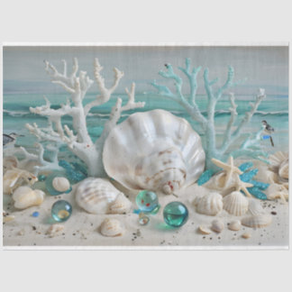 Koraal & Shell Display Pastelblauw Weefselpapier Tissuepapier