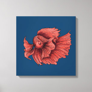 Koraal Siamese kempvis Canvas Afdruk
