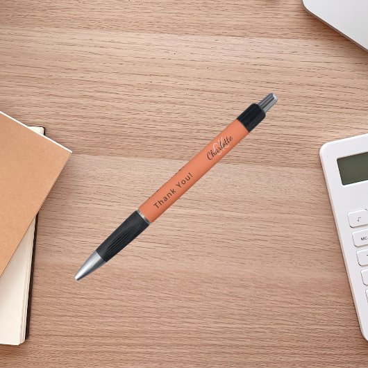 Koraal sinaasappel aangepaste monogram naam Dank u Pen
