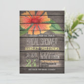 Koraal Sinaasappel Bloem op Rustic Wood Vrijgezell Kaart (Staand voorkant)