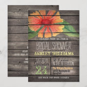 Koraal Sinaasappel Bloem op Rustic Wood Vrijgezell Kaart (Voorkant / Achterkant)