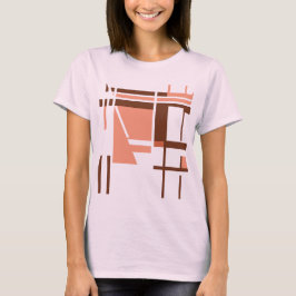 Koraal Sinaasappel Bruin Geometrische Abstracte MC T-shirt