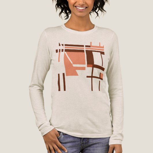 Koraal Sinaasappel Bruin Geometrische Abstracte MC Tri-Blend Shirt (Voorkant)
